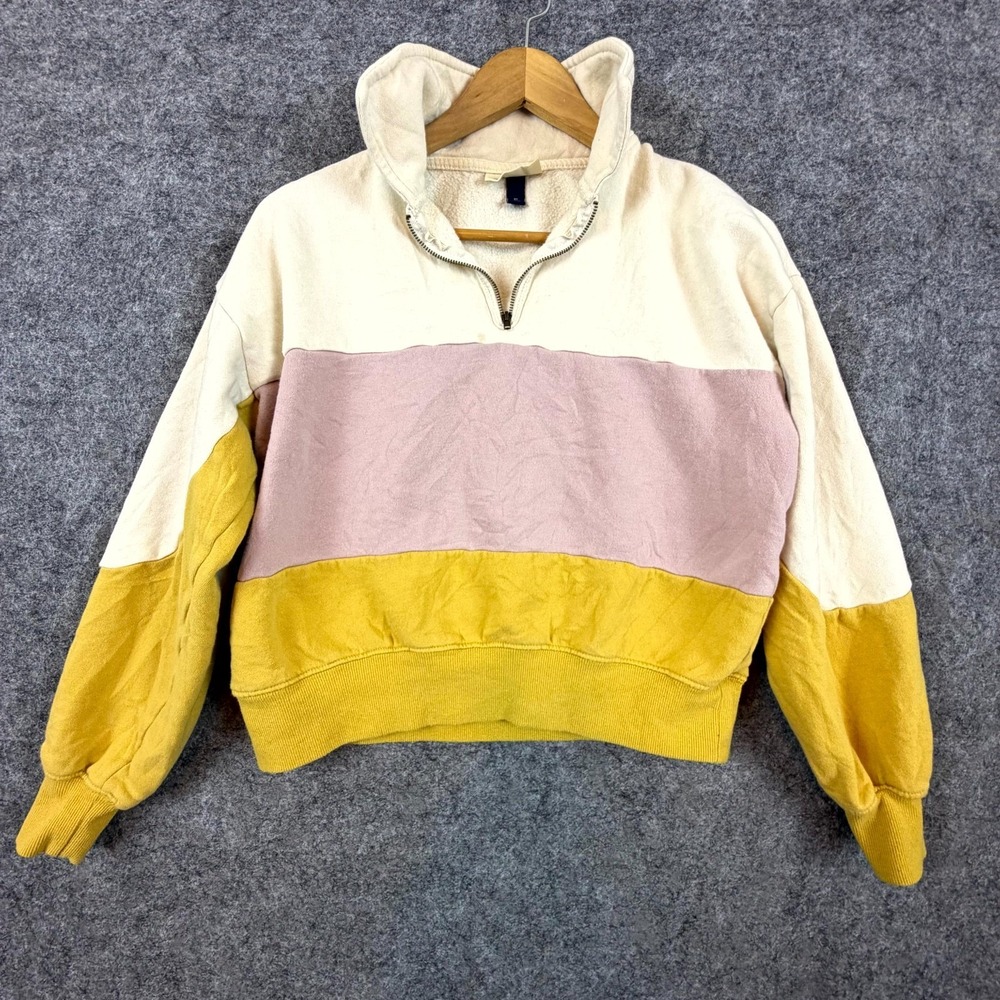 Retro‎ Colorblock Quarter Zip Universal Thread Sweatshirt Womens XS Pink Yellow
